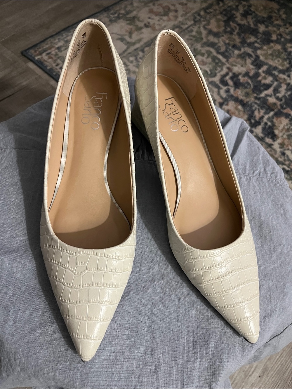 Franco Sarto Leather Croc-Embossed Shoes